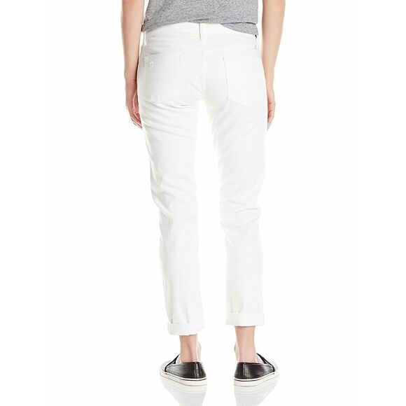 New! LUCKY BRAND Women's Distressed Boyfriend Jeans Denim White Mid-Rise Cropped - Picture 6 of 8